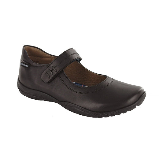 Zapato Escolar Coqueta para niña en piel café Georgina con tira de contacto