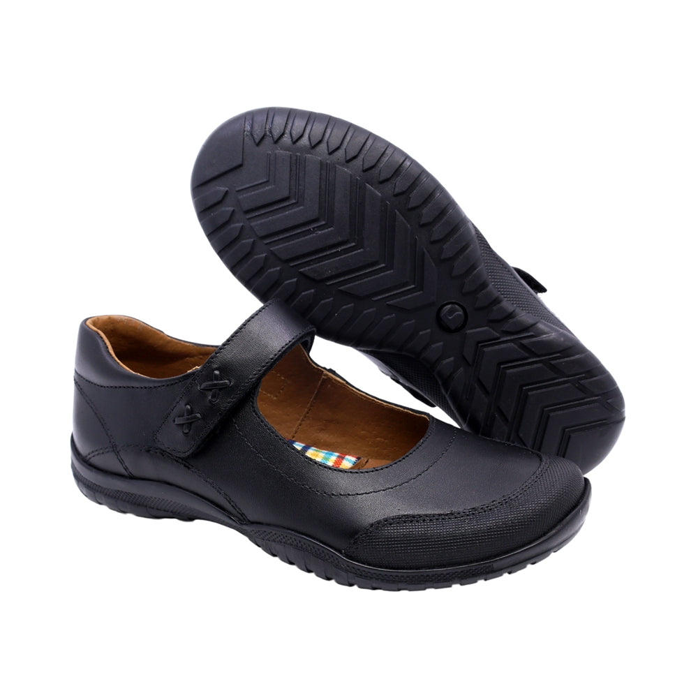 Zapato escolar Coqueta para niña de piel negro Georgina con punta reforzada