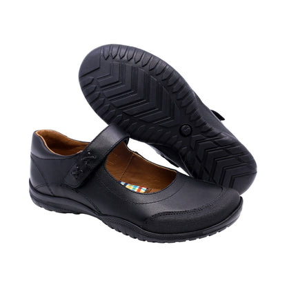 Zapato escolar Coqueta para niña de piel negro Georgina con punta reforzada