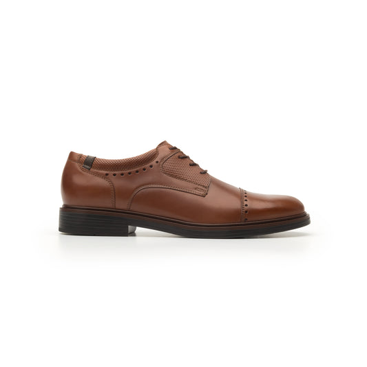Zapato De Vestir Para Salir Flexi Con Perforado En Puntera Para Hombre - Estilo 400102 Tan
