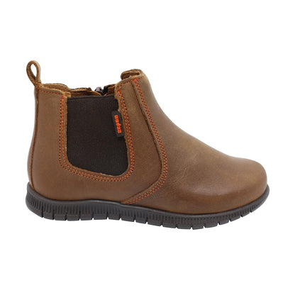 Bota Audaz para niño de piel café Click con elástico lateral