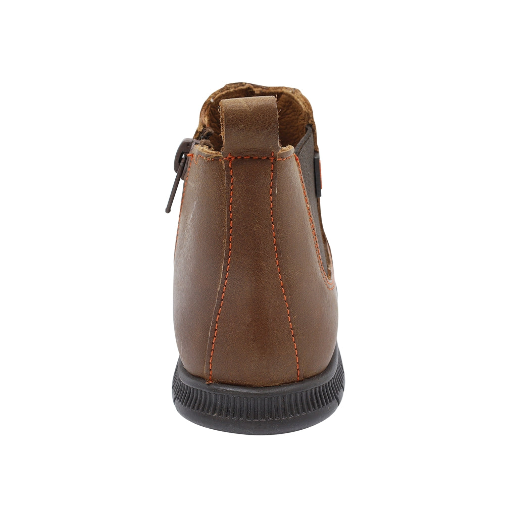 Bota Audaz para niño de piel café Click con elástico lateral