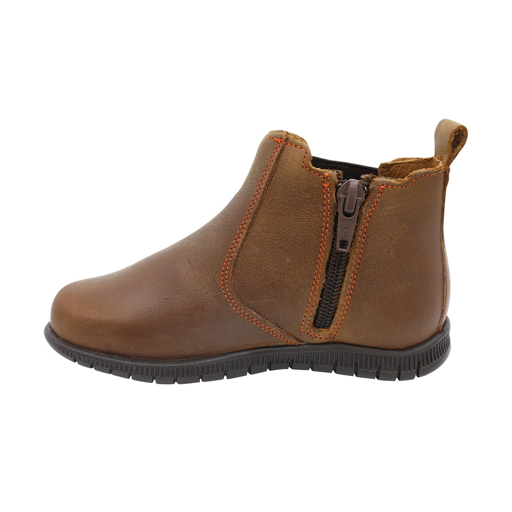 Bota Audaz para niño de piel café Click con elástico lateral