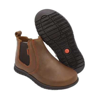 Bota Audaz para niño de piel café Click con elástico lateral