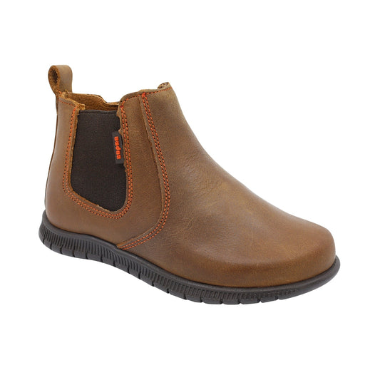 Bota Audaz para niño de piel café Click con elástico lateral