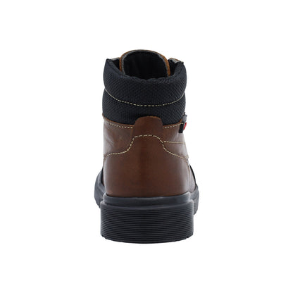 Bota Audaz para niño en piel café Martín con anti-raspaduras