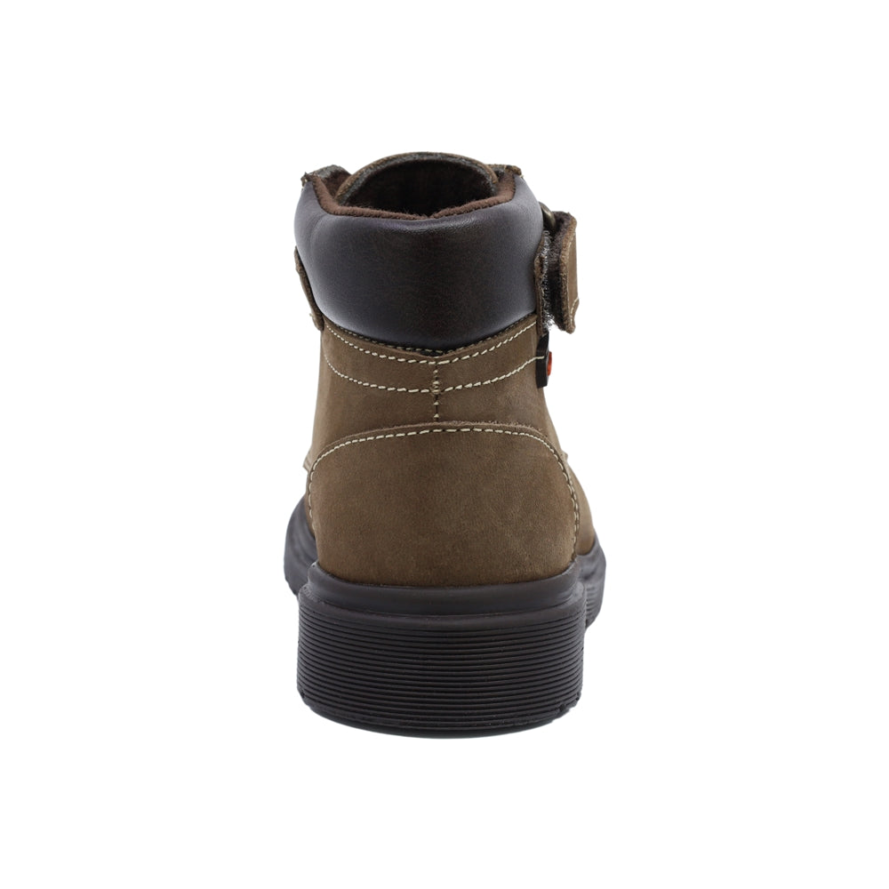 Bota Audaz para niño de piel café Martin con tira de contacto