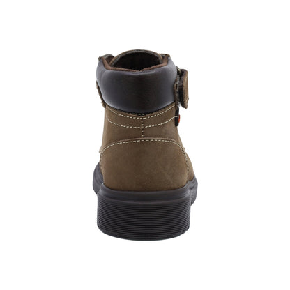 Bota Audaz para niño de piel café Martin con tira de contacto