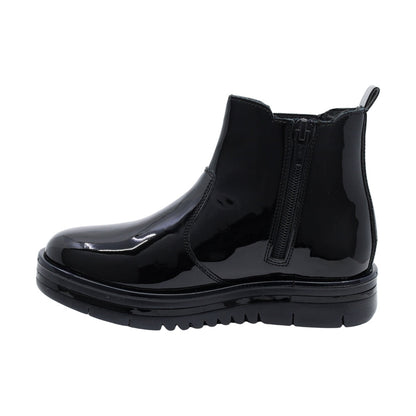 Bota Coqueta para niña de charol negro Nora con elástico lateral