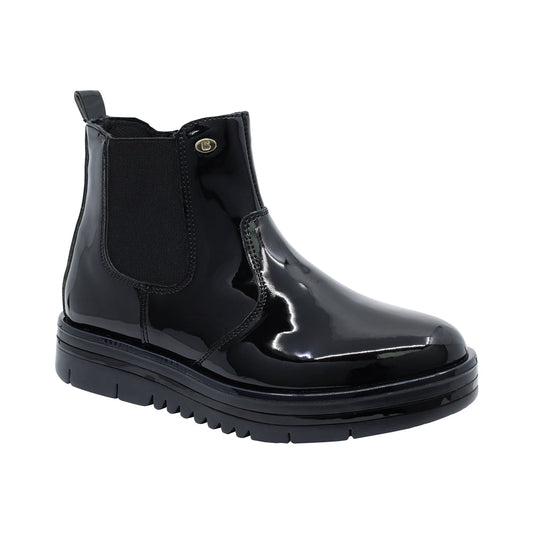 Bota Coqueta para niña de charol negro Nora con elástico lateral