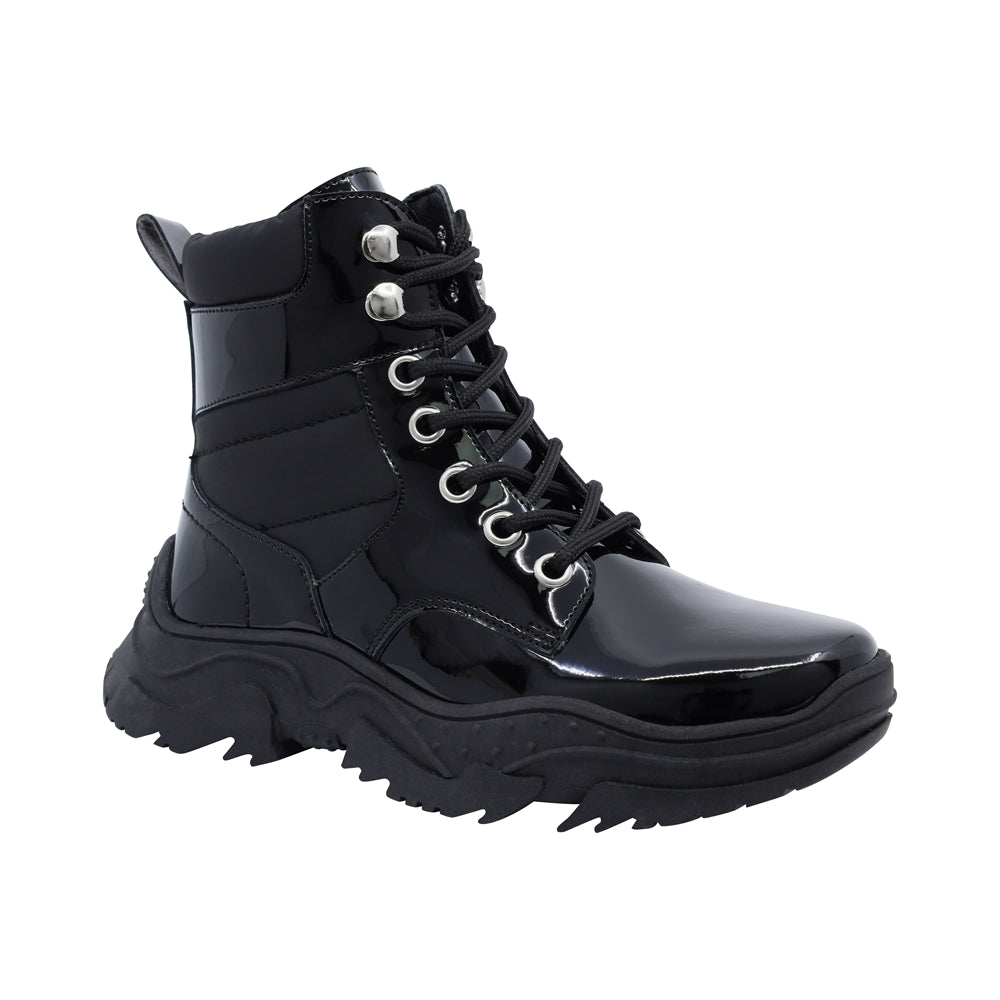 Bota Coqueta para niña de charol negro Winko con agujetas
