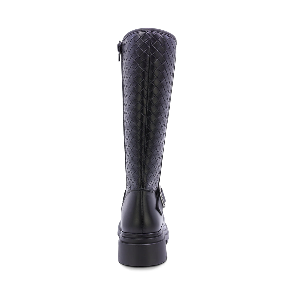 BOTA COQUETA PARA NIÑA DE SINTÉTICO COLOR NEGRO JAZZ CON HEBILLA DECORATIVA