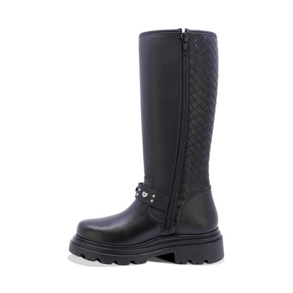 BOTA COQUETA PARA NIÑA DE SINTÉTICO COLOR NEGRO JAZZ CON HEBILLA DECORATIVA