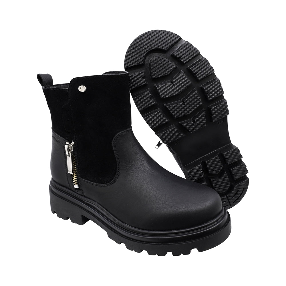 Bota Coqueta para niña en piel negro Jazz con cierre lateral