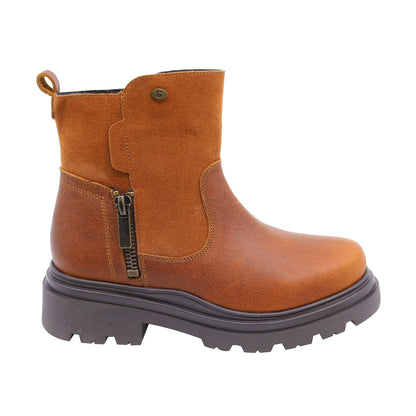 Bota Coqueta para niña en piel café claro Jazz con cierre lateral