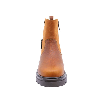 Bota Coqueta para niña en piel café claro Jazz con cierre lateral
