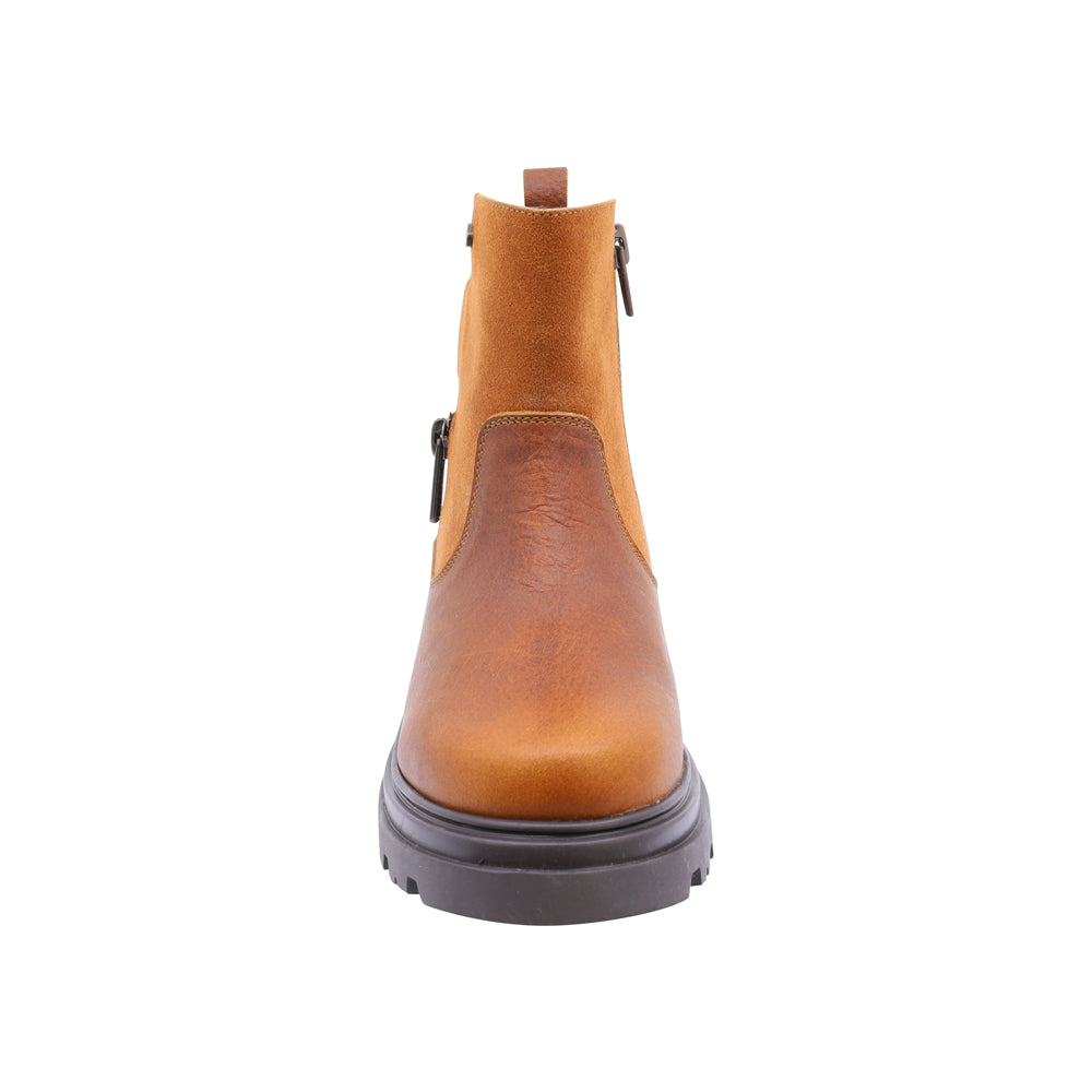 Bota Coqueta para niña en piel café claro Jazz con cierre lateral