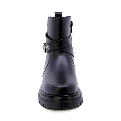 BOTA COQUETA PARA NIÑA DE PIEL COLOR NEGRO JAZZ CON DISEÑO ROBUSTO