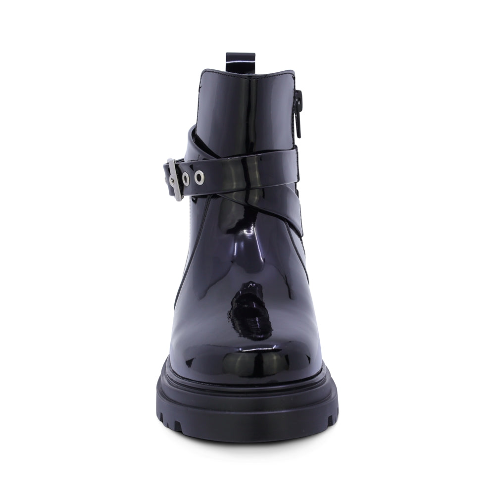 BOTA COQUETA PARA NIÑA EN CHAROL COLOR NEGRO JAZZ CON DISEÑO ROBUSTO