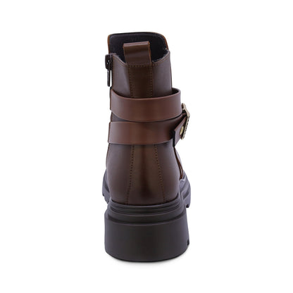 BOTA COQUETA PARA NIÑA EN PIEL COLOR CAFÉ CLARO JAZZ CON DISEÑO ROBUSTO