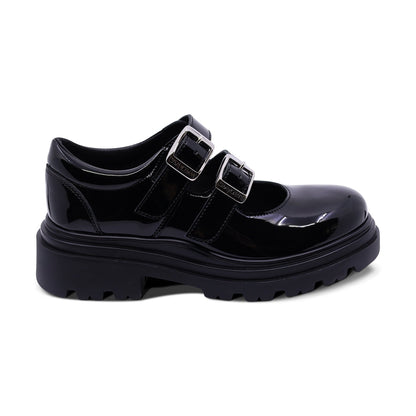 Zapato escolar Coqueta para niña de charol negro Jazz con doble hebilla