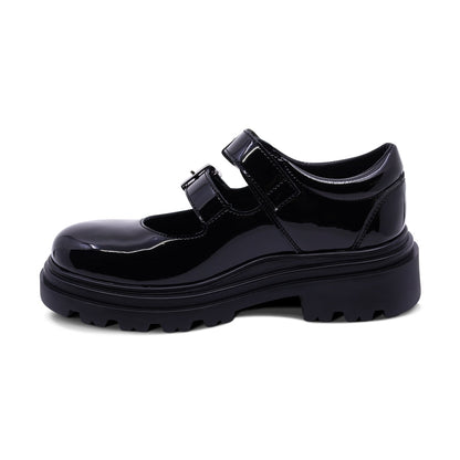 Zapato escolar Coqueta para niña de charol negro Jazz con doble hebilla