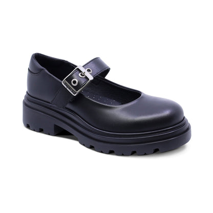 Zapato escolar Coqueta para niña de piel negro Jazz con hebilla