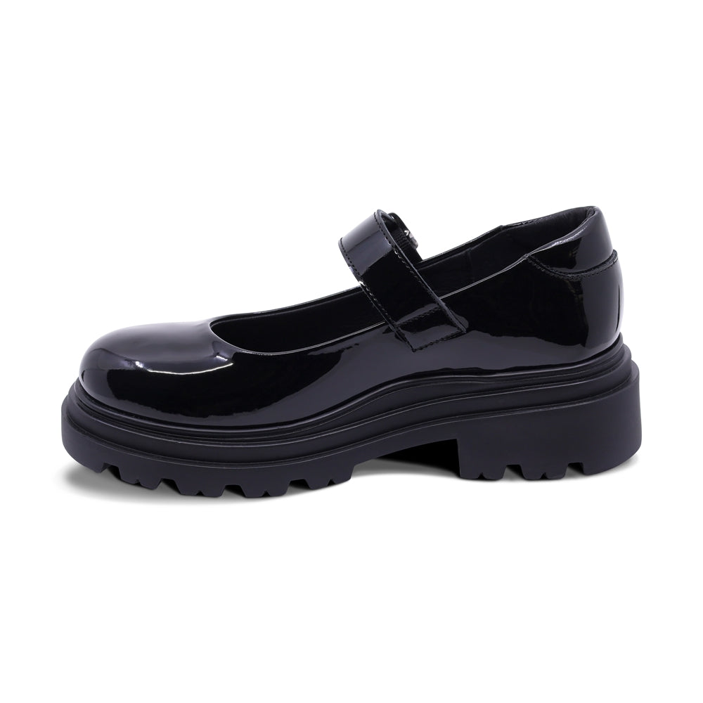 Zapato escolar Coqueta para niña charol negro Jazz con hebilla