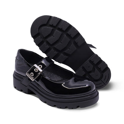 Zapato escolar Coqueta para niña charol negro Jazz con hebilla