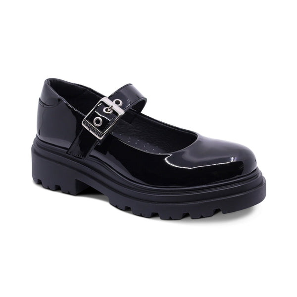 Zapato escolar Coqueta para niña charol negro Jazz con hebilla