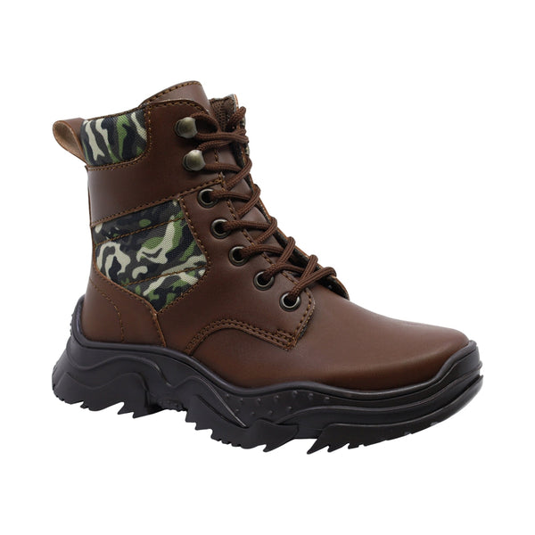 Bota Audaz para niño en sintético  café claro Winko con estampado camuflaje
