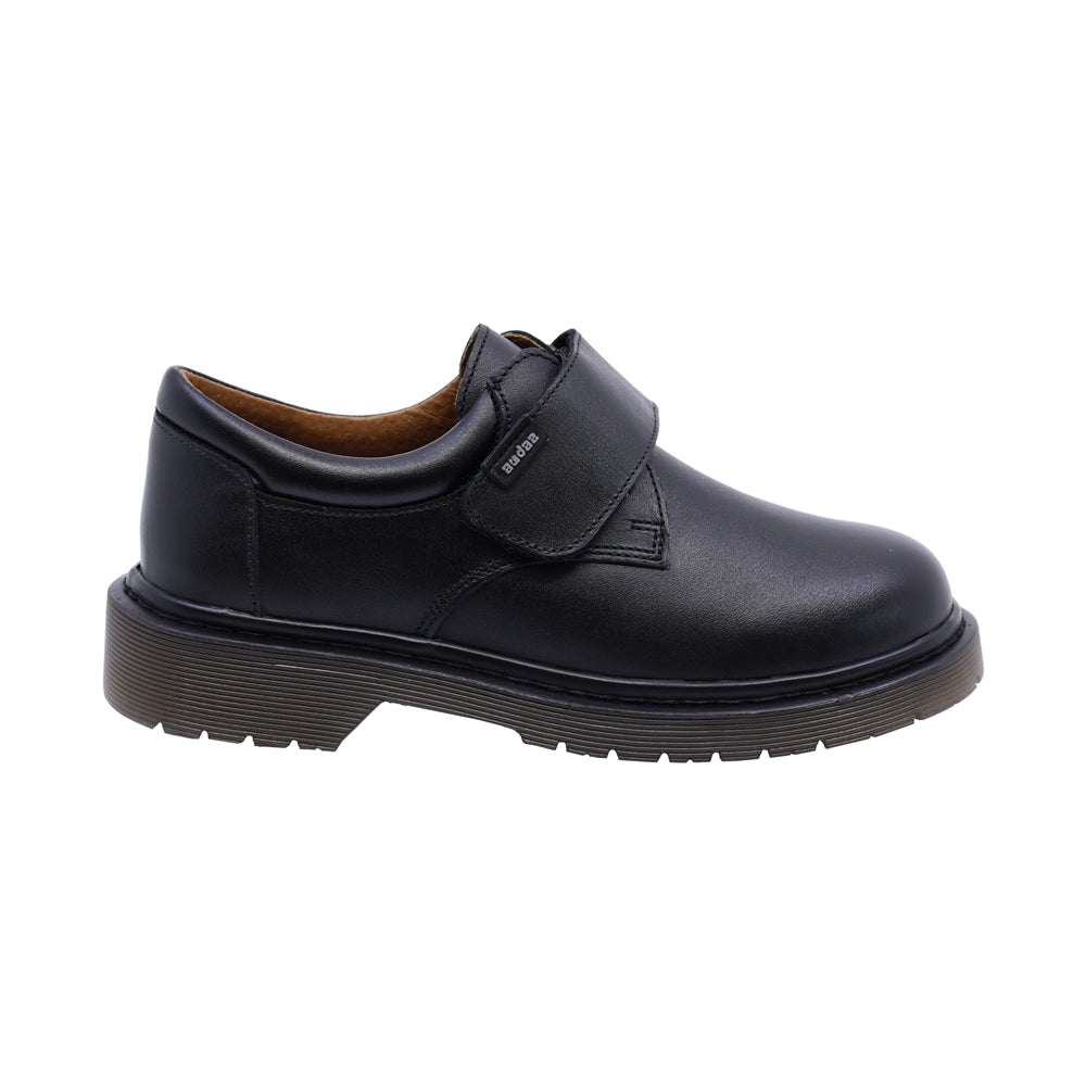 Zapato escolar Audaz para niño de piel negro Martín con tira de contacto