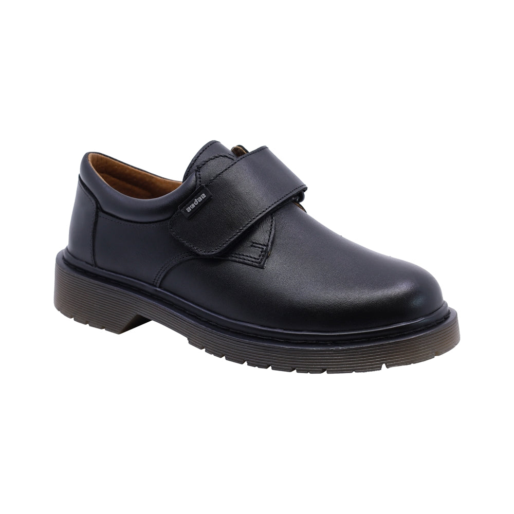 Zapato escolar Audaz para niño de piel negro Martín con tira de contacto