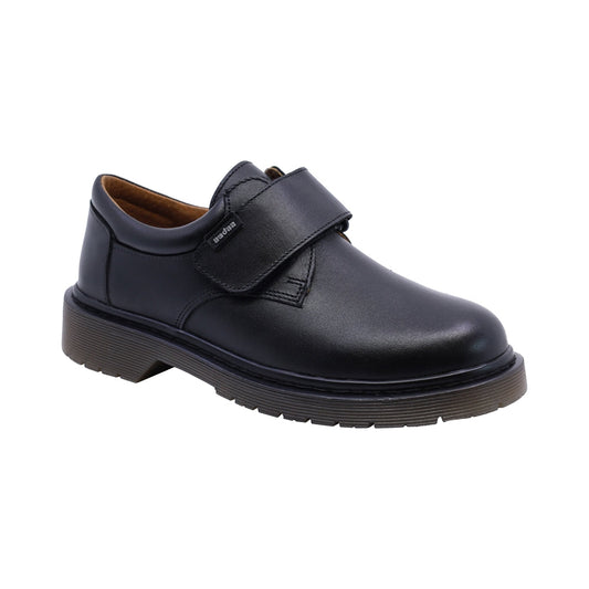 Zapato escolar Audaz para niño de piel negro Martín con tira de contacto