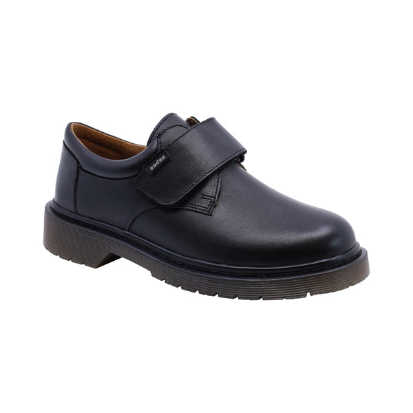 Zapato escolar Audaz para niño de piel negro Martín con tira de contacto