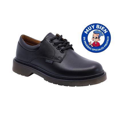 Zapato escolar Audaz para niño de piel negro Martín con agujetas