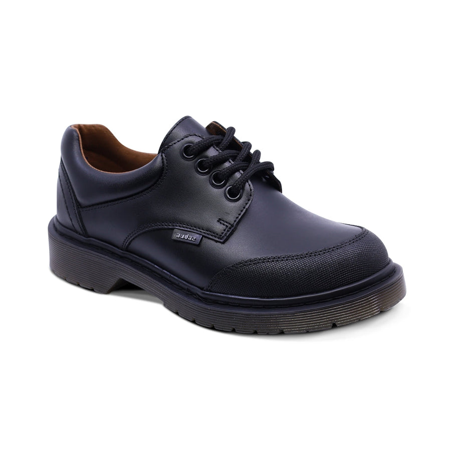 Zapato escolar Audaz para niño de piel negro Martín puntera antirraspaduras