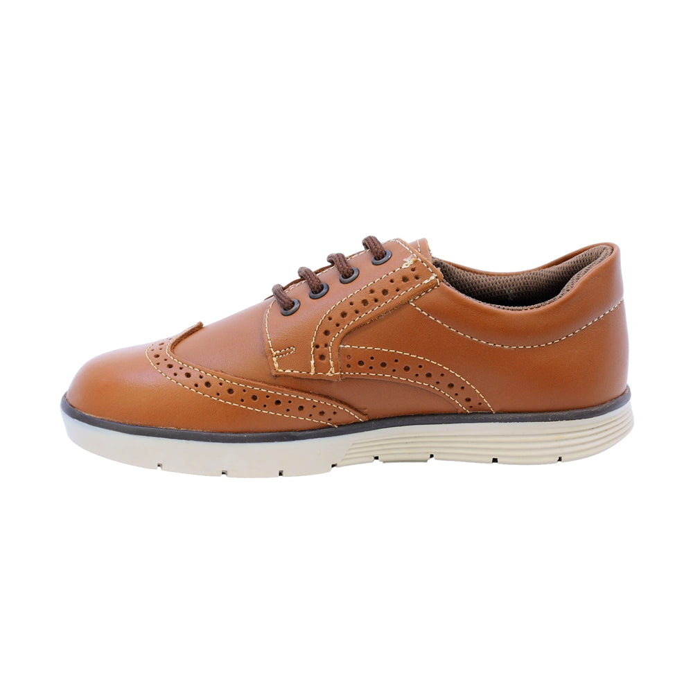 Zapato para vestir Niño Audaz en Piel color Café claro Justin con perforaciones decorativas