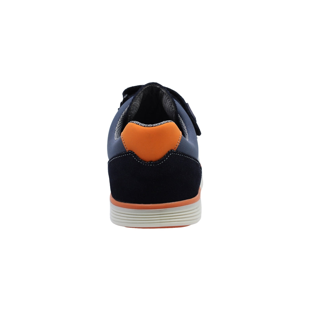 Tenis Audaz para niño en piel azul Justin con triple tira de contacto