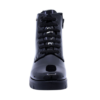 Bota Coqueta para niña de charol negro Florence con agujetas