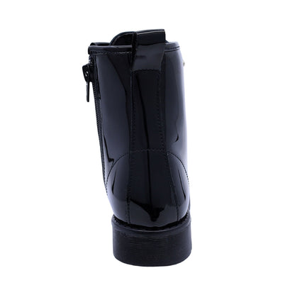 Bota Coqueta para niña de charol negro Florence con agujetas