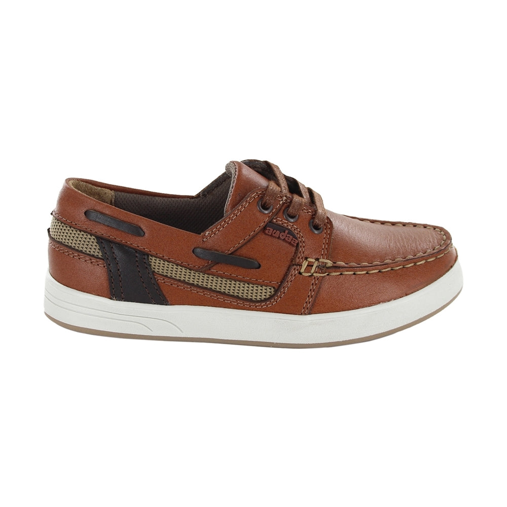 Mocasín Audaz para niño en piel miel Smith con agujeta