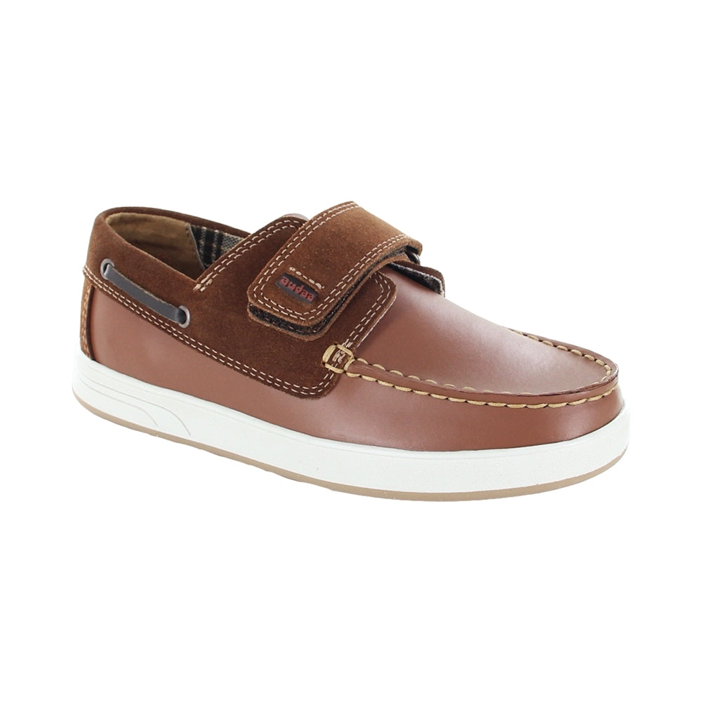 Mocasín Audaz para niño en piel miel Smith con tira de contacto
