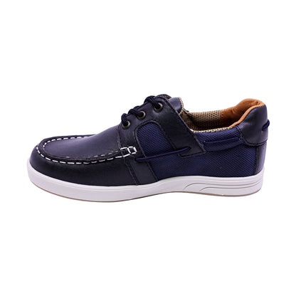 MOCASÍN AUDAZ PARA NIÑO COLOR AZUL MARINO DE PIEL STEVE CON AGUJETA