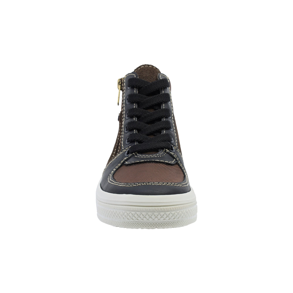 Tenis Niño Audaz en piel color café Boxer con cierre decorativo
