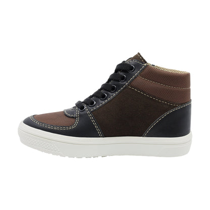 Tenis Niño Audaz en piel color café Boxer con cierre decorativo