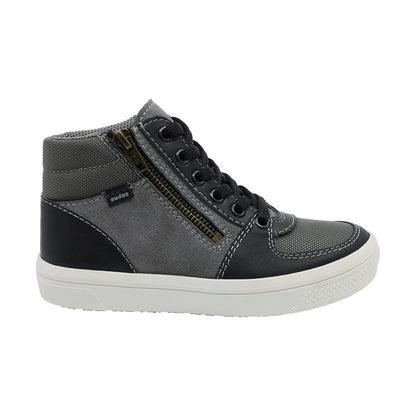 Tenis Niño Audaz en piel color gris Boxer con cierre decorativo