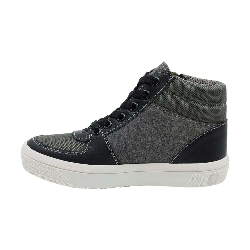 Tenis Audaz para niño en piel  gris Boxer con cierre decorativo