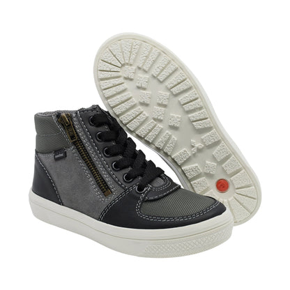 Tenis Niño Audaz en piel color gris Boxer con cierre decorativo