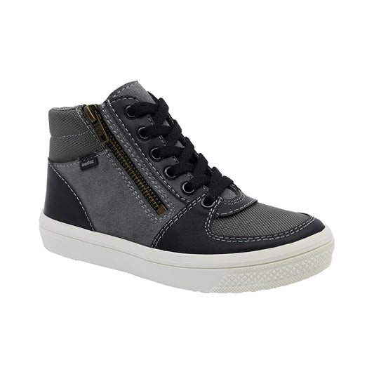 Tenis Niño Audaz en piel color gris Boxer con cierre decorativo